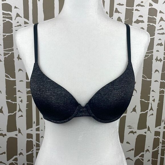 Victoria’s Secret Heathered Charcoal Grey Uplift Semi Demi Convertible Strap Und - Picture 1 of 8